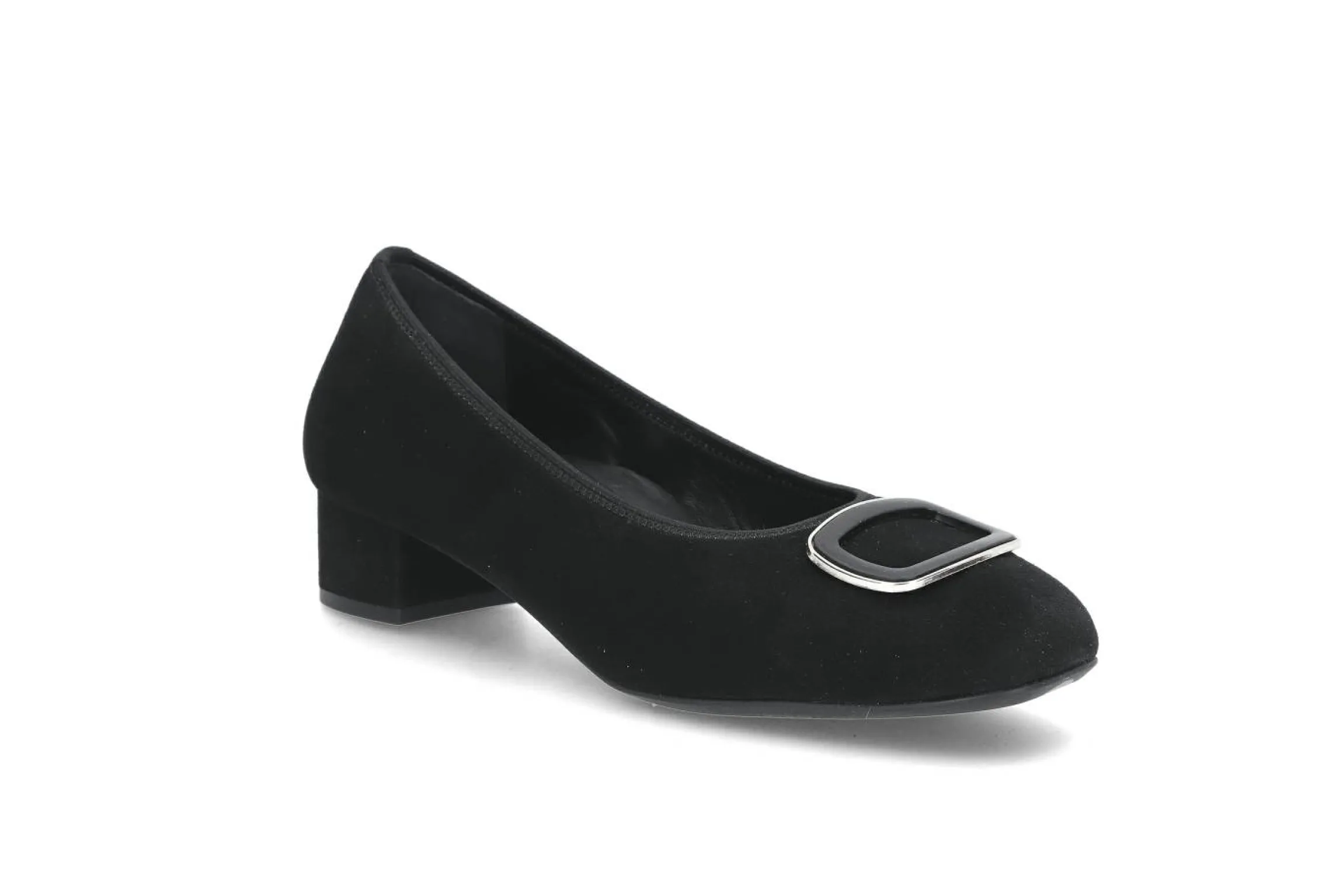 Komfortabel pumps i semsket skinn