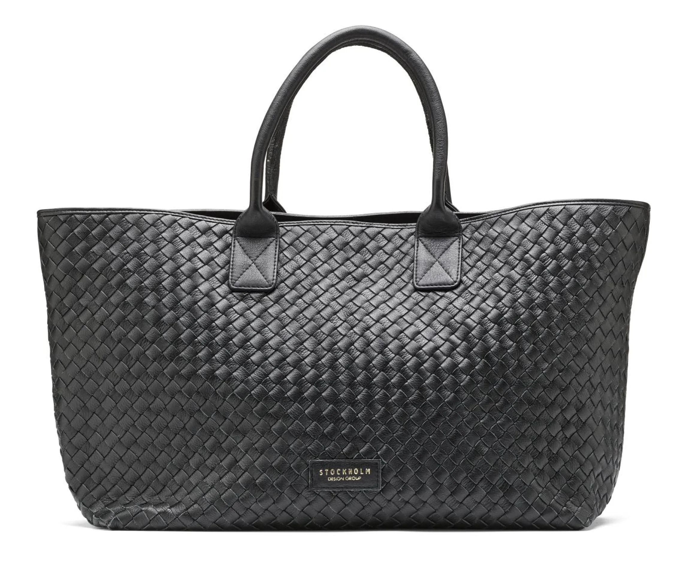 Shopper veske i flettet skinn